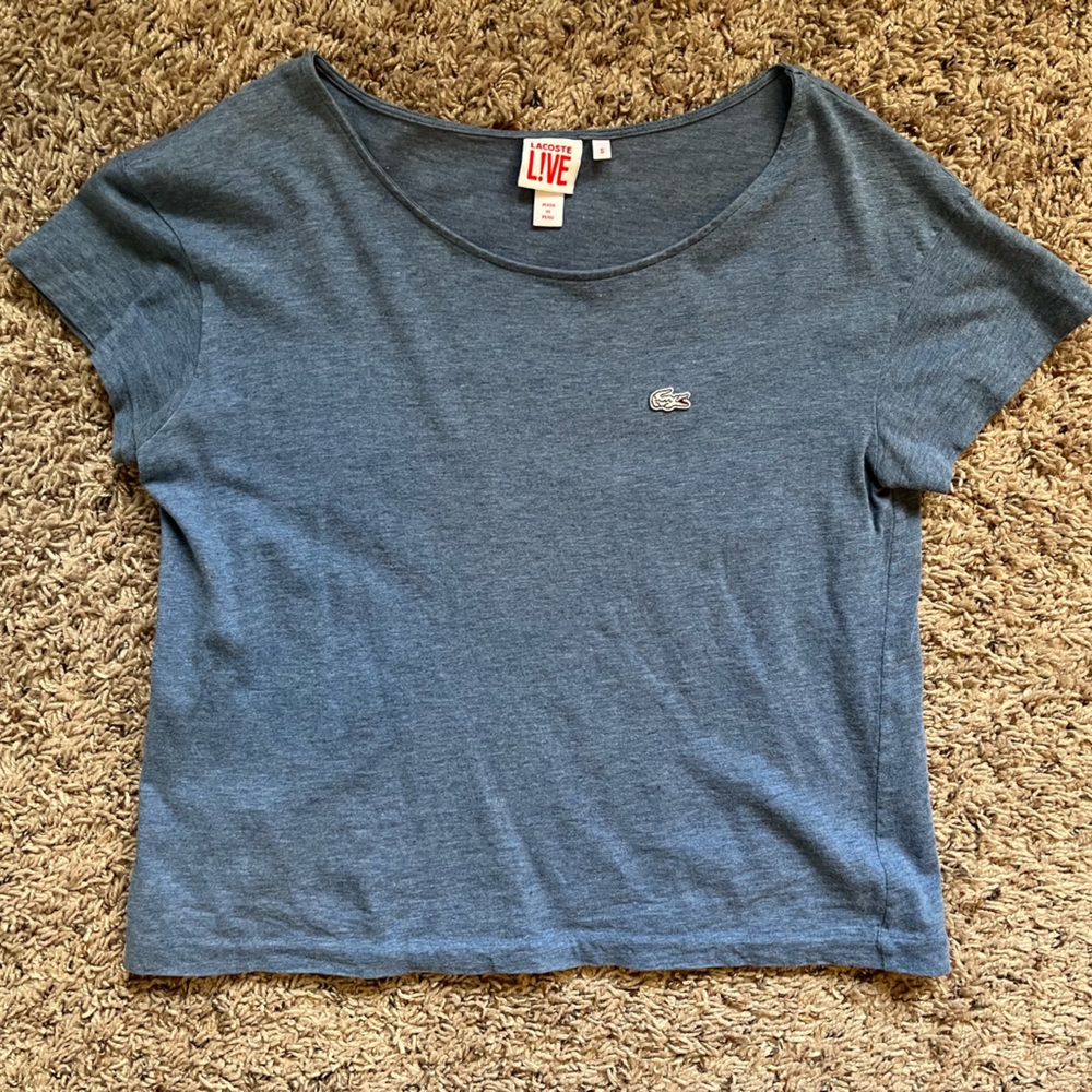 Lacoste light blue cropped T shirt
